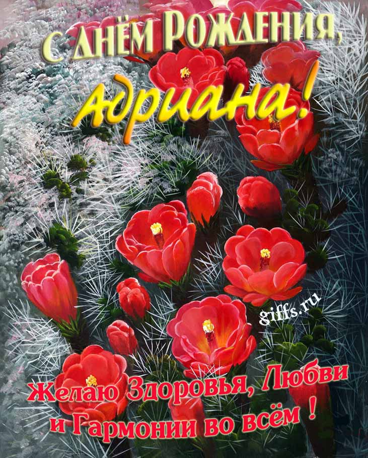 Шикарные открытки с днём Рождения, Адриана! С пожеланием здоровья, любви и гармонии во всём!